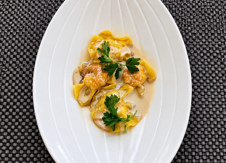 Ravioles de langouste et crevettes du Grand Bleu